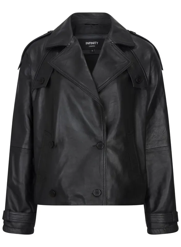 Cropped Trenchcoat Leather Jacket - TruClothing