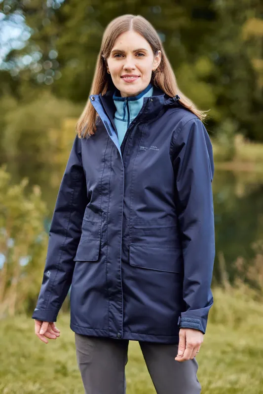 Long Waterproof Jacket Detachable Hood Coat - Mountain Warehouse