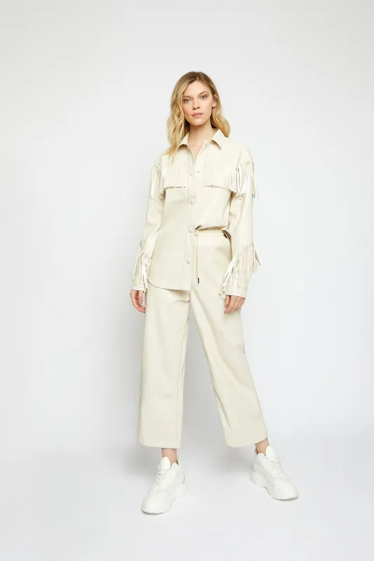 Faux-Leather Fringe Shirt