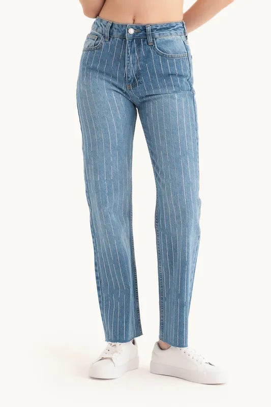 Striped Mid Rise Regular Fit Jeans - Hiccup