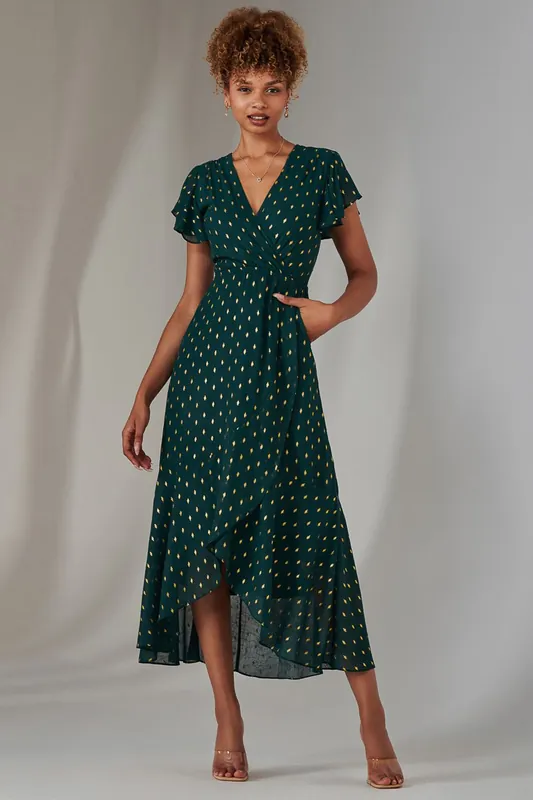 Metallic Spot Textured Chiffon Maxi Dres - Jolie Moi