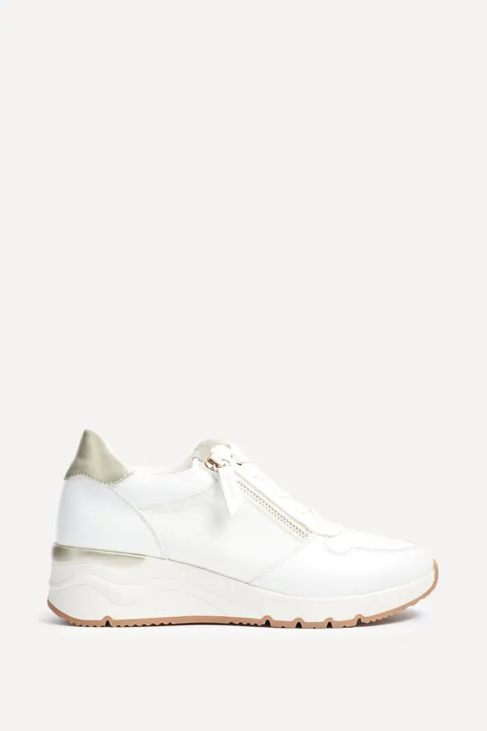 Kyla White Wedge Trainer - Linzi