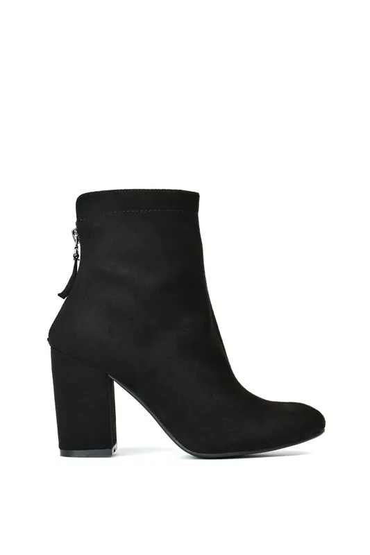 Evia' Zip-Up Mid Block Heel Sock Ankle Boots