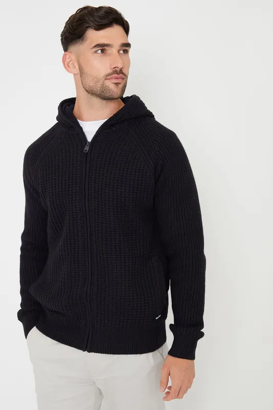Kirkstone' Zip-Up Knitted Hoodie with Microfleece Lining