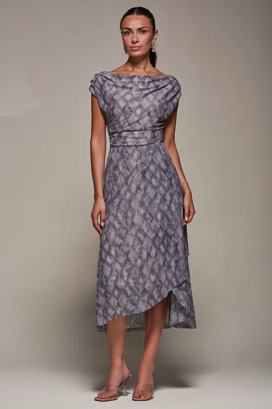 Lace Asymmetrical Draped Midaxi Dress - Jolie Moi