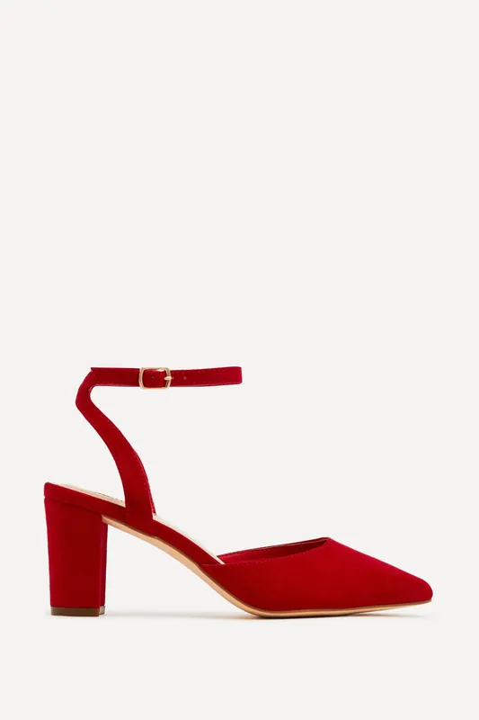 Carrie Red Faux Suede Court Heels - Linzi