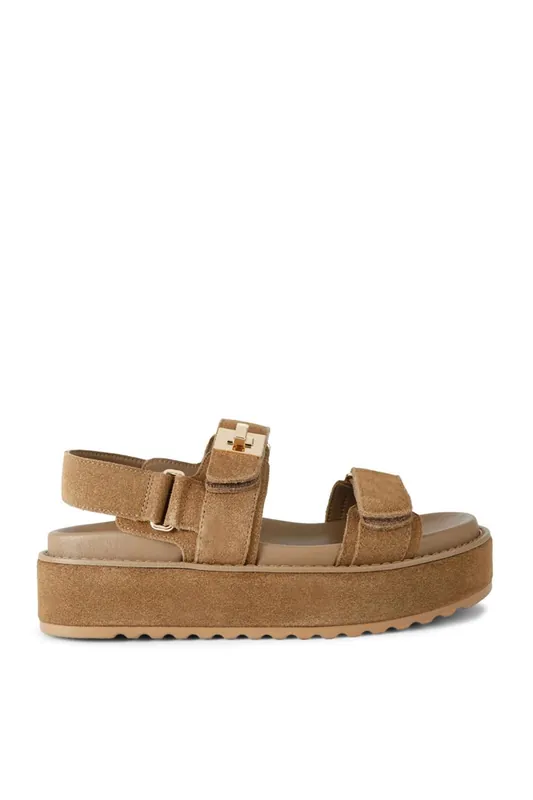 Big Mona Sandal Camel' Suede Sandals - STEVE MADDEN