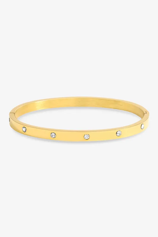 Waterproof Gold Plated Crystal Polished Bangle - Jon Richard