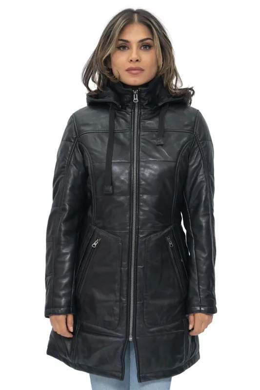 Leather Quilted Parka Coat-Allentown