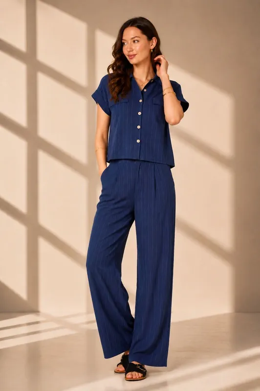 Blue Pinstripe Shirt and Trousers set - Love Sunshine