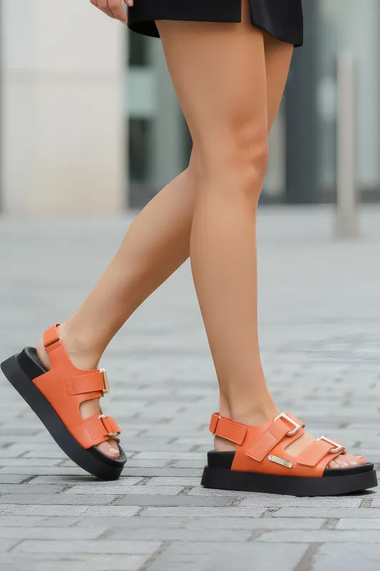 Double Strap Buckle Chunky Platform Sandal - Elle Sport