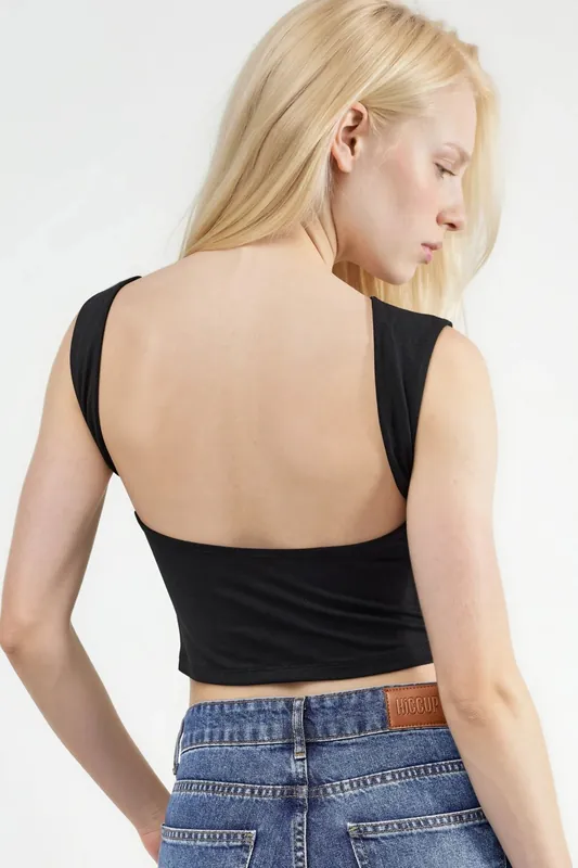 Open Back Viscose Crop Top - Hiccup
