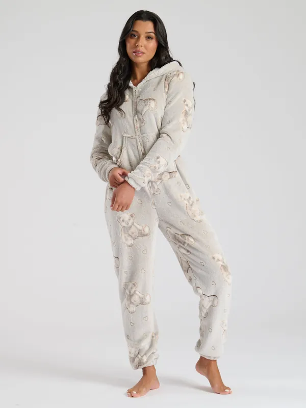 Teddy Bear Luxury Fleece All In One - Loungeable