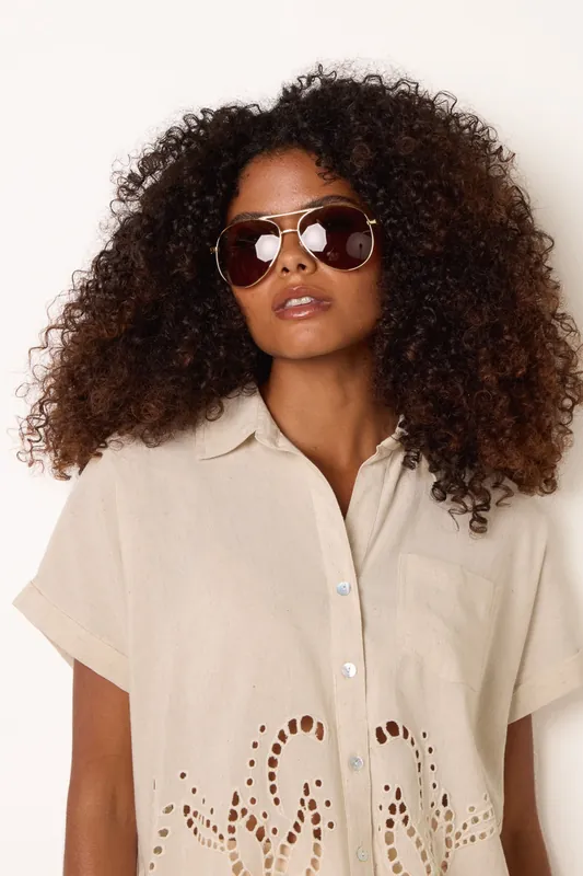 Gold Frame Aviators With Polarised Lense - Blue Vanilla