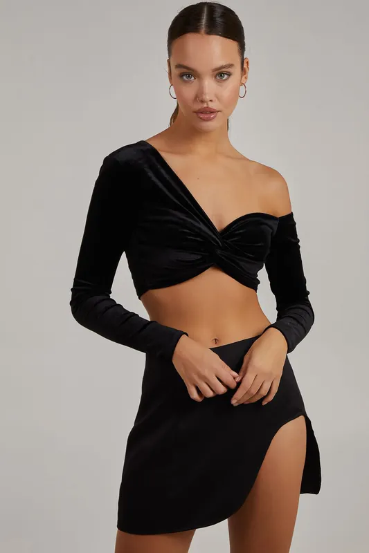 Velvet Twist Front One Shoulder Top - Pink Vanilla