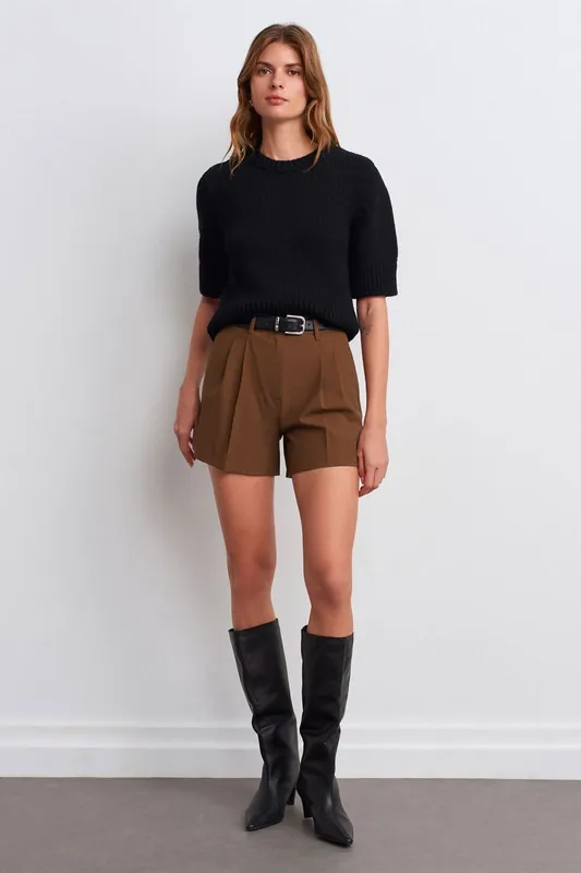 High-Waist Crepe Tailored Shorts