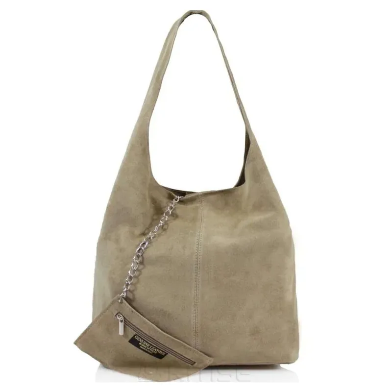 Spacious Slouch Genuine Italian Suede Tote Handbag - Kitise
