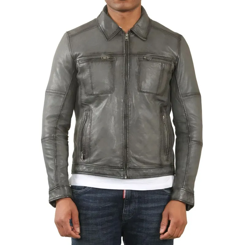 Classic Collar Leather Biker Jacket - TruClothing