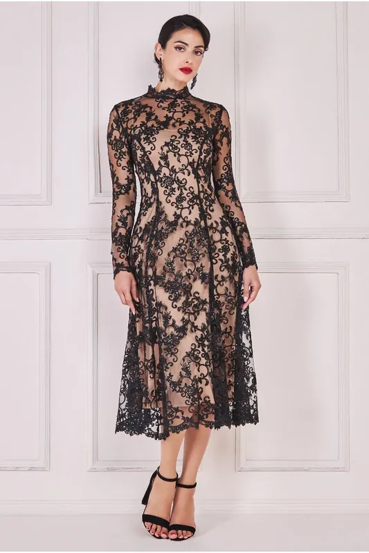 Lace Multiway Midi With Flared Skirt - Goddiva