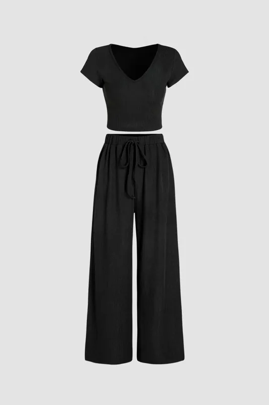 V-Neck Two-Piece Set