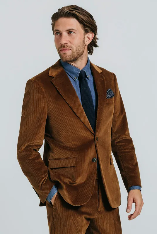 Mid Brown Corduroy 2 Piece Suit - Dobell