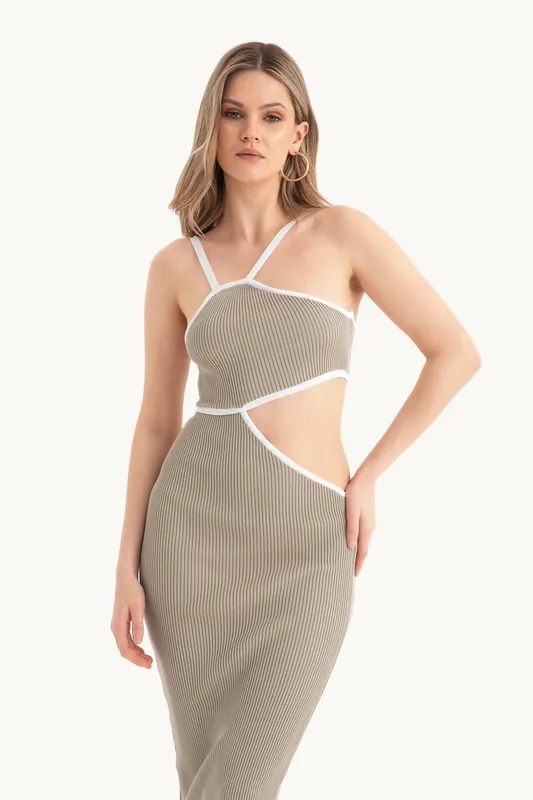 One Shoulder Midi Dress with a Side Cut Out - Hiccup