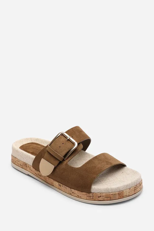 Avenue Buckle Footbed Suede Sandal - Where's That From