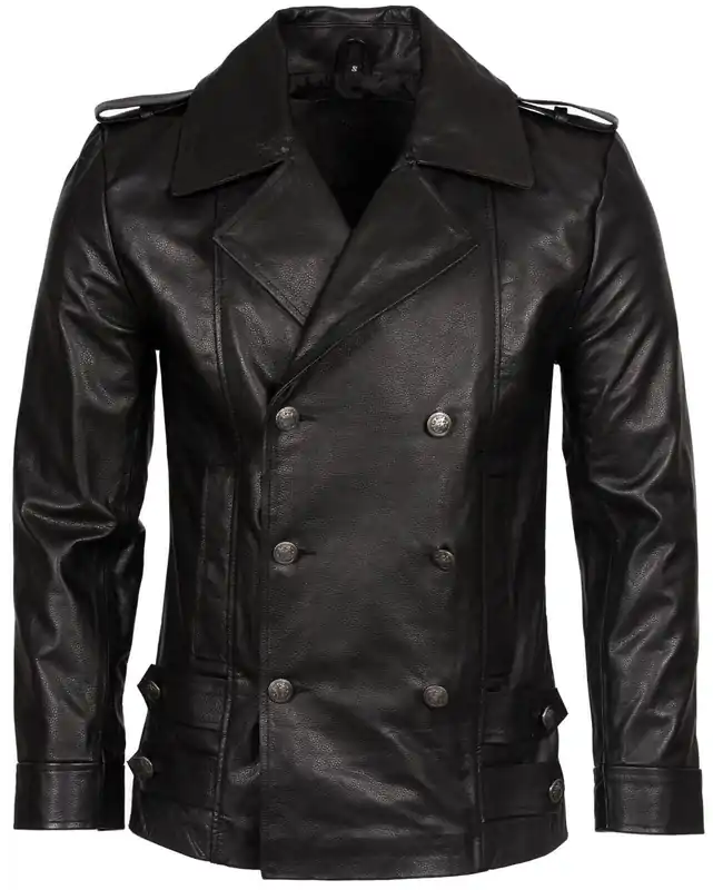 Cowhide Leather Peacoat-Leiden
