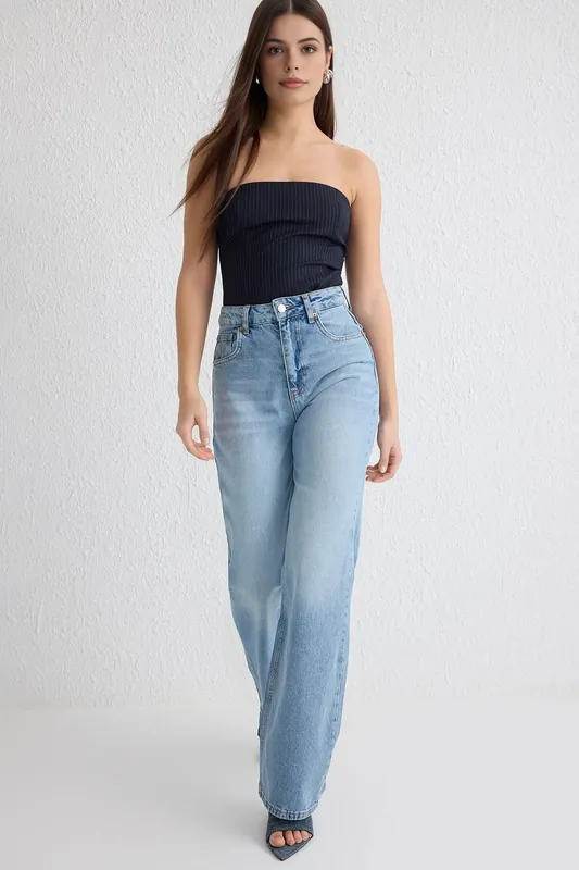 High Waist Wide Leg Jeans - WOVCOR