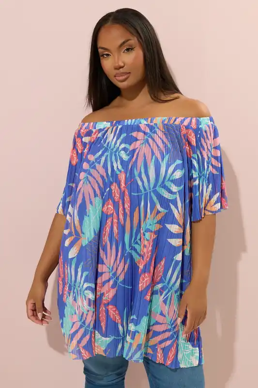 Printed Pleated Mesh Top - Yours