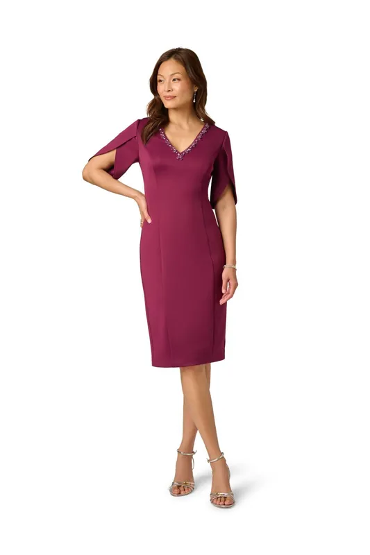 Beaded Scuba Pencil Dress - Adrianna Papell