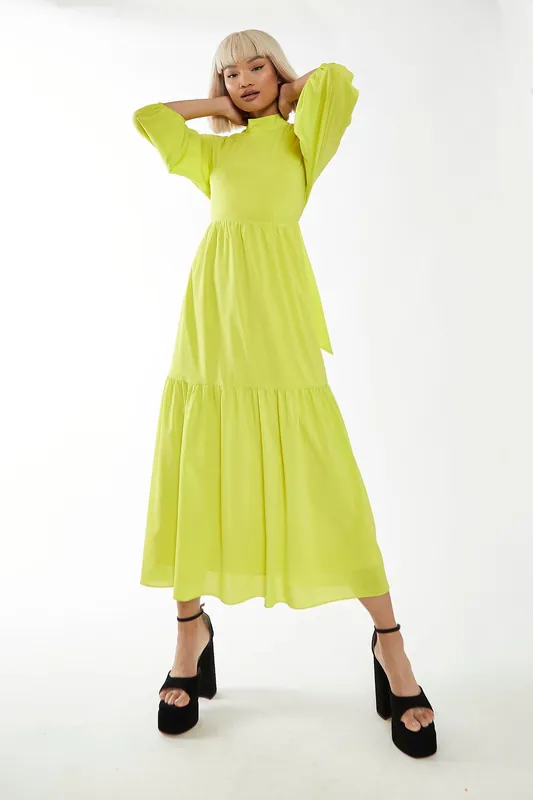 Tie Back Tiered Midaxi Dress - Shnoo