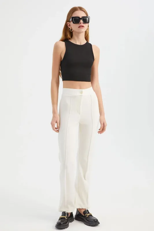 High Waist Straight Leg Trousers - Hiccup