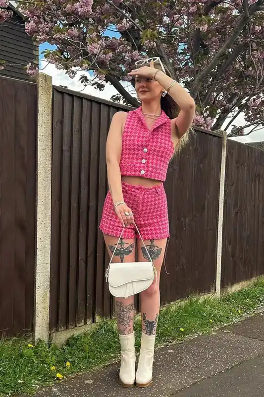 Tweed High Waist Shorts - Hiccup