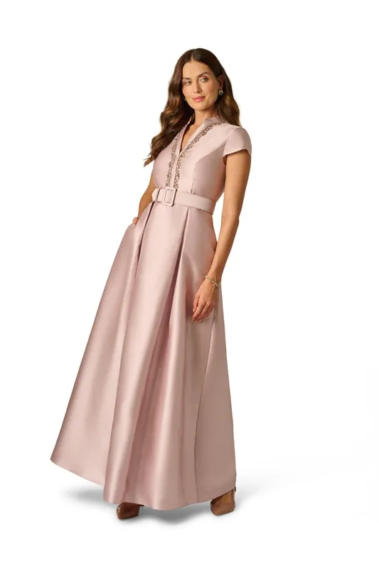 Mikado Belt Gown - Adrianna Papell