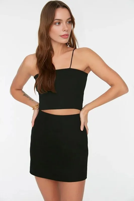 High-Waist A-Line Mini Woven Skirt