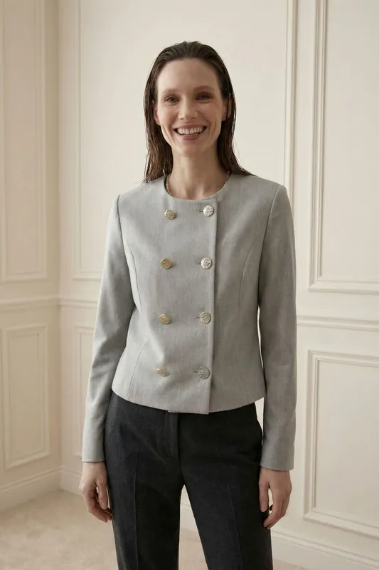 Tailored Short Buttoned Tweed Jacket - MyFashion