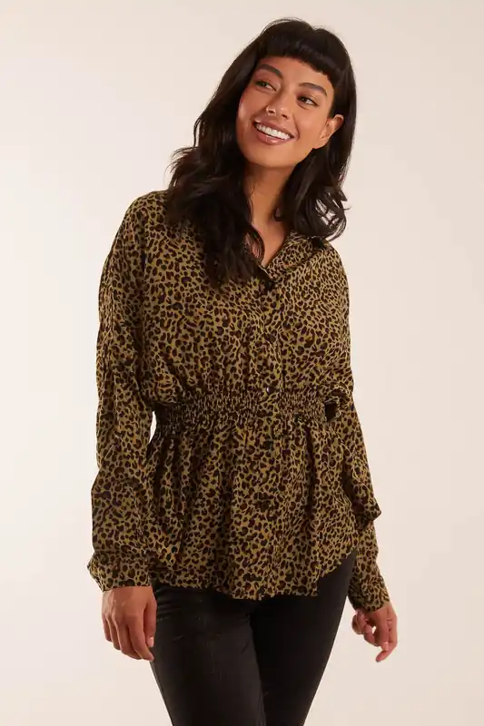 Shirred Batwing Shirt - Blue Vanilla