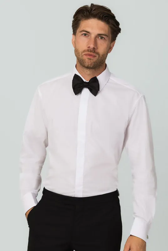 White Slim Fit Classic Collar Dress Shirt - Dobell
