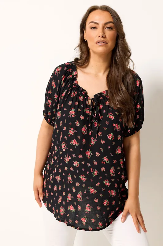Ditsy Floral Bardot Top - Yours