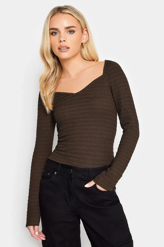 Petite Long Sleeve Textured Top - PixieGirl