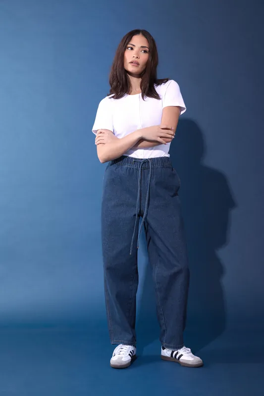 Petite Pull On Barrel Jeans - PixieGirl