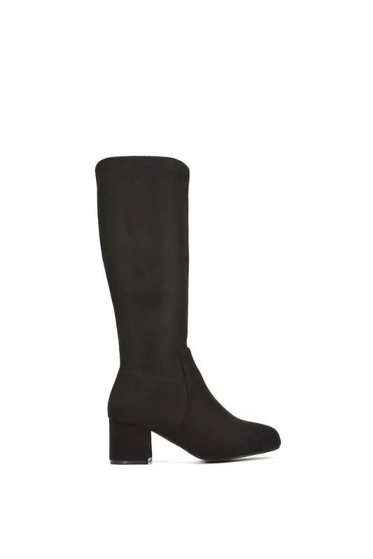 Masie' Knee High Boots With Block Low Mid Heel - XY London