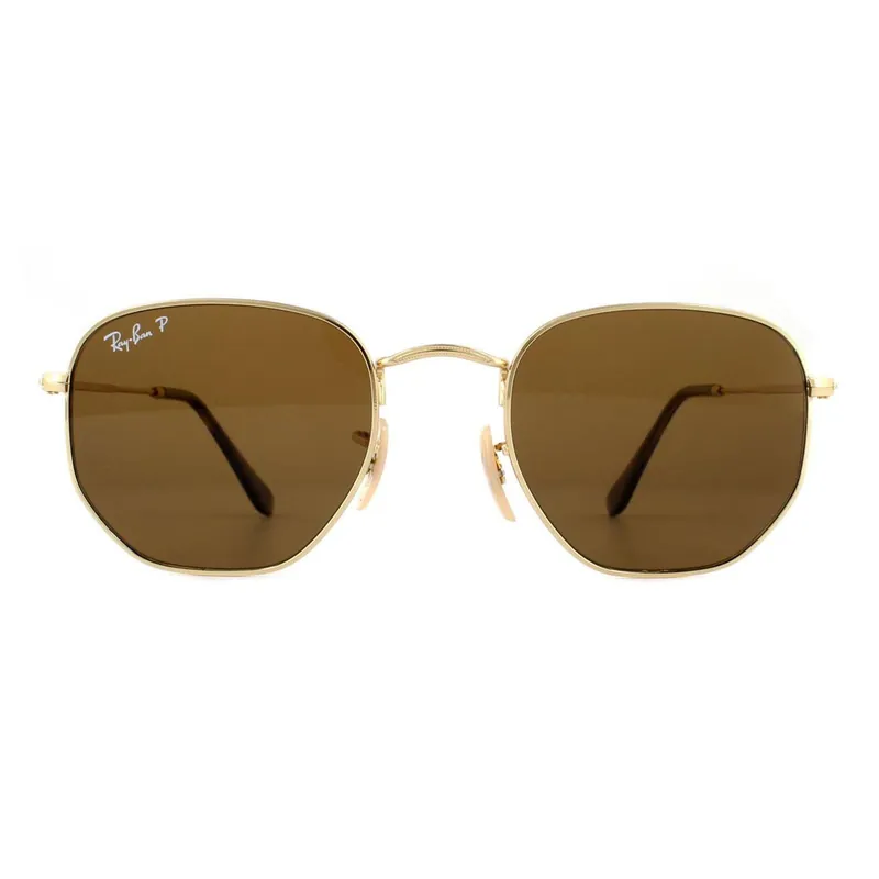 Square Gold Brown Polarized Sunglasses - Ray-Ban