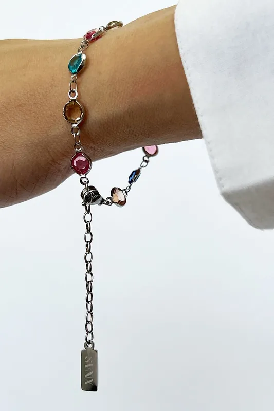 Crystal Bracelet in Multi - Stainless Steel - Gift Boxed