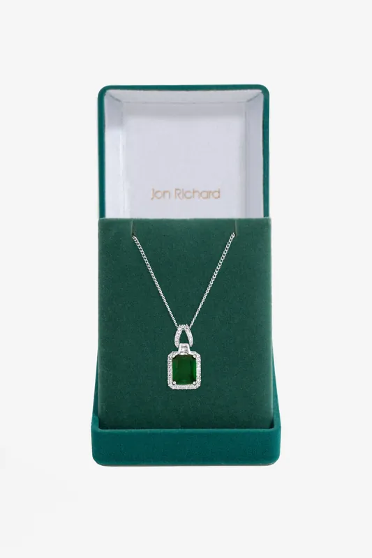 Cubic Zirconia Emerald Perfume Bottle Pendant - Jon Richard