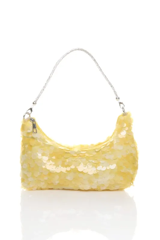 Evening Party Going Out Diamante Handle Sequin Scoop Bag - AJVANI