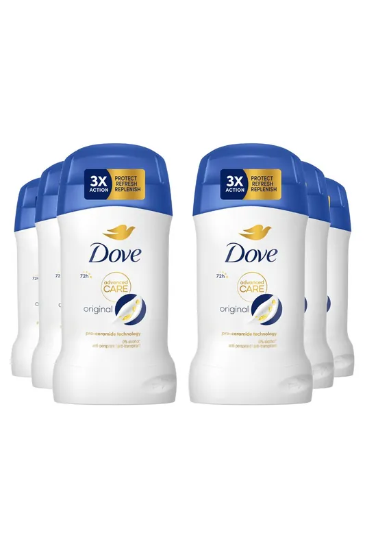 Women 'Antiperspirant' Deo Stick w/ 72H Sweat Protection 50ml, 6pk - Dove