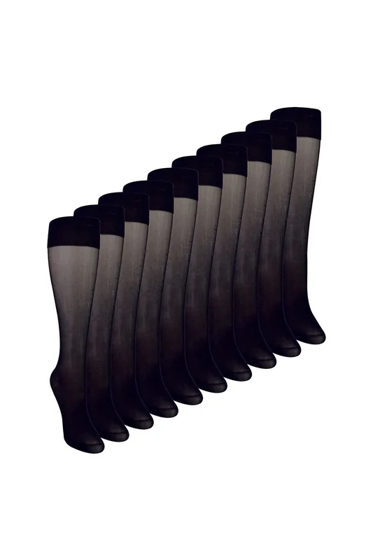 10 Pack Knee High Pop Socks 15 Denier Lightweight Sheer Socks - Sock Snob