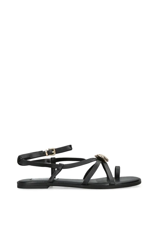 Napa Valley Black' Leather Sandals - STEVE MADDEN